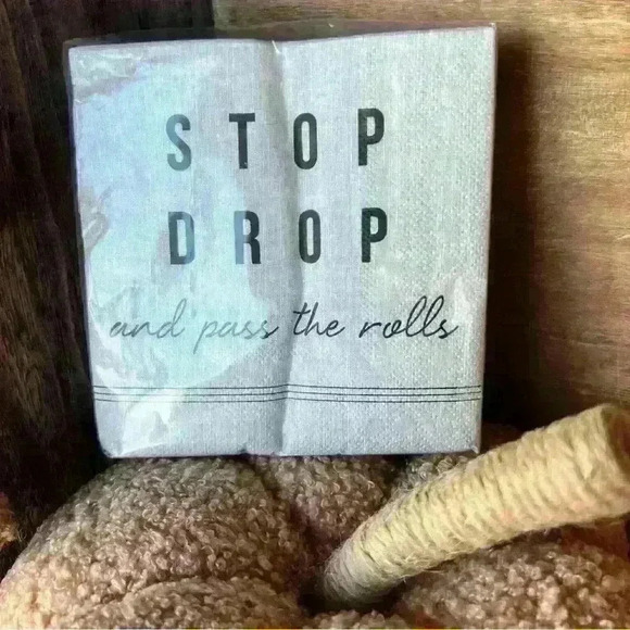 NEW 40 Count 3 ply beverage napkins - Stop, Drop And Pass The Rolls - Picture 1 of 6